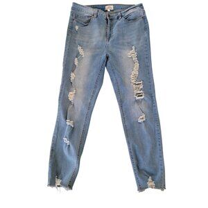 Skinny Fries Distressed Light Wash Skinny Jeans Size 17 Womens Denim Blend Casua